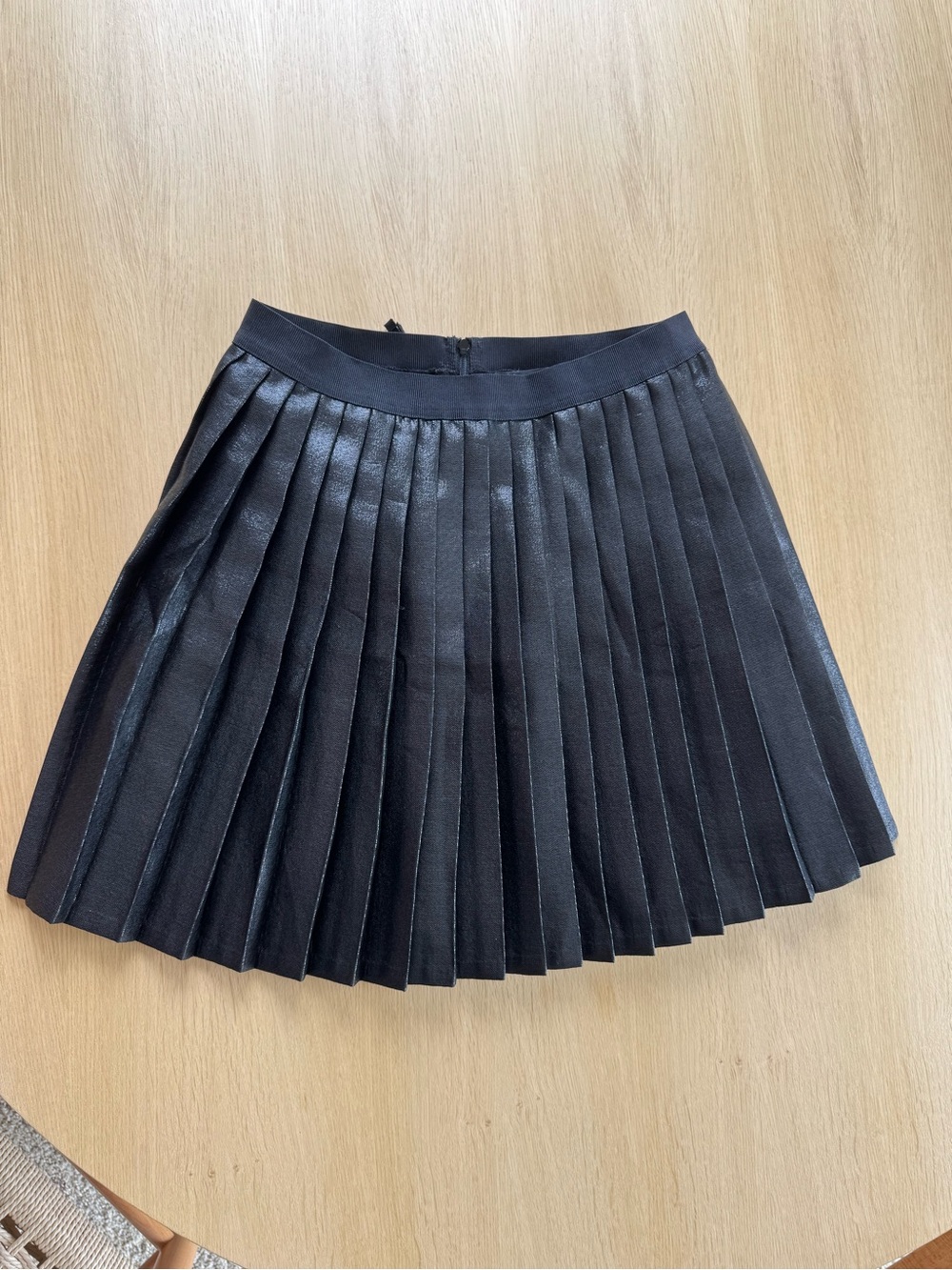 Armani Exchange Black Pleated Mini Skirt - Shiny Finish
